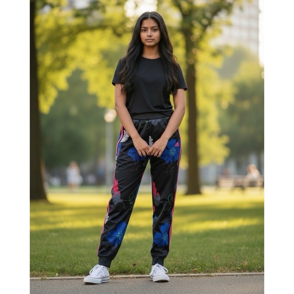 Adidas Youth Allover Print Tricot Joggers Floral Mulitcolor Size 16 XL Athletic